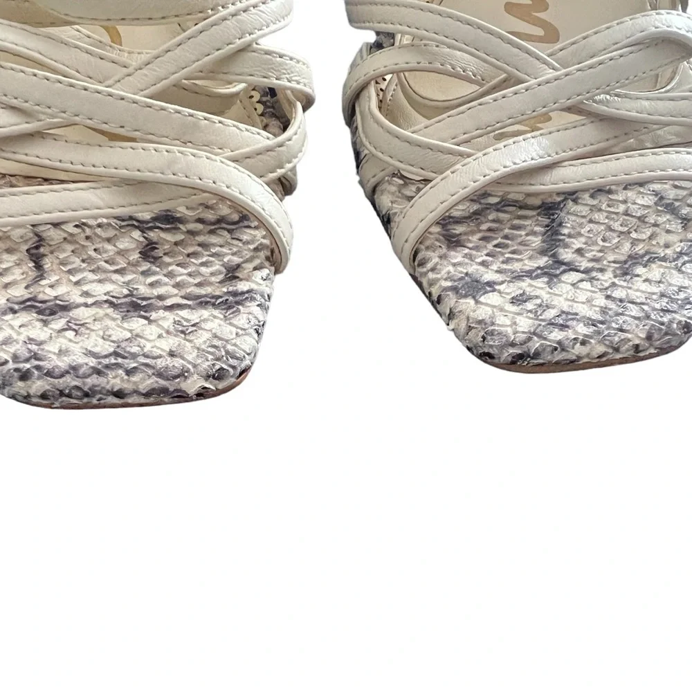 SAM EDELMAN Sandals Heels Daffodil Size 7 White Cream Gray Straps FAST SHIP - Picture 3 of 9